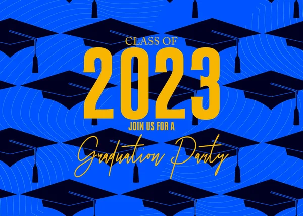 Party Honor Class 2023 Graduates Vector Design Invitation Card College — Stock Vector