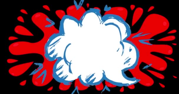 Weiße Graffiti Speech Bubble Animation Auf Buntem Roten Blauen Und — Stockvideo