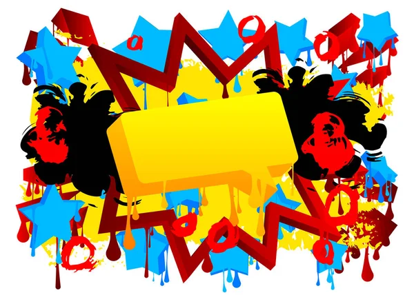 Желтые Граффити Речи Пузырь Красочном Фоне Абстрактное Современное Уличное Искусство — стоковый вектор