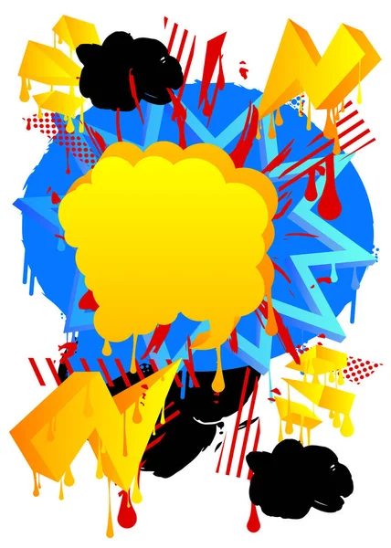 Желтые Граффити Речи Пузырь Красочном Фоне Абстрактное Современное Уличное Искусство — стоковый вектор