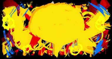 Soyut Graffiti Konuşma Kabarcığı animasyonu. Renkli arkaplan ve pasaklı elementlerle. Modern Urban tarzı konuşma simgesi çizgi film videosu.