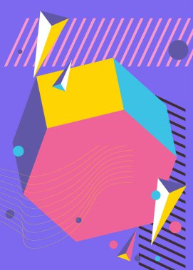 Retro minimal soyut geometrik poster. Klasik geometrik grafik şekiller şablon.