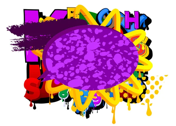 Purple Speech Bubble Graffiti Background Colorful Urban Painting Style Backdrop — Stock Vector
