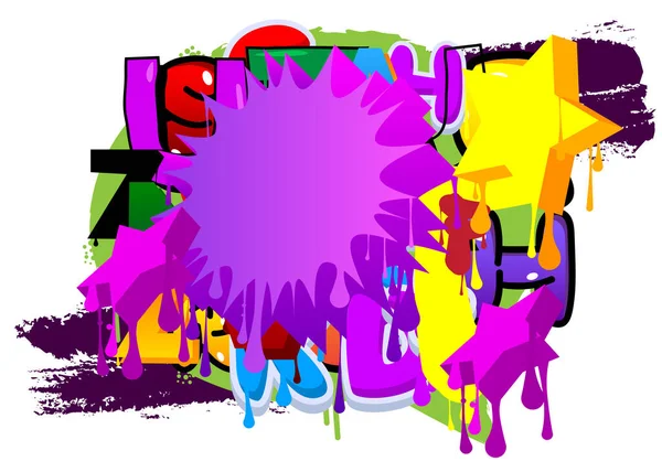 Purple Speech Bubble Graffiti Background Inglés Fondo Colorido Estilo Pintura — Vector de stock
