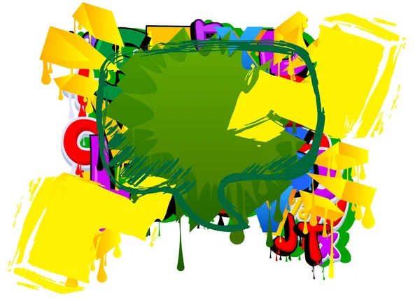 Flerfärgad Graffitin Tal Bubbla Isolerad Vit Bakgrund Abstrakt Modern Färgglada — Stock vektor