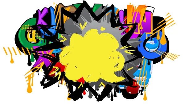 Разноцветные Граффити Речи Пузырь Изолирован Белом Фоне Абстрактный Современный Красочный — стоковый вектор