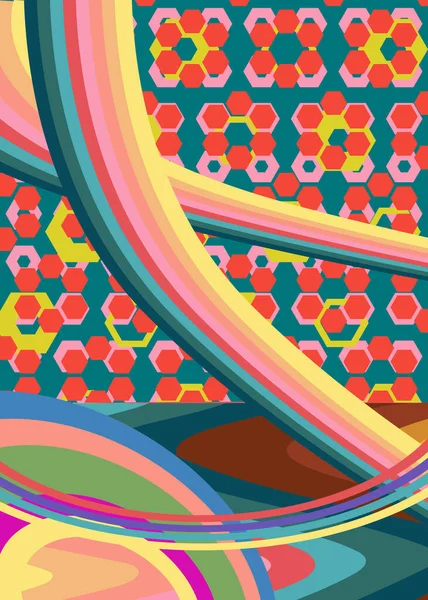 대후반 추상적 1970 대아트 템플릿 미니멀리즘적 빈티지 줄무늬 디자인 포스터 — 스톡 벡터
