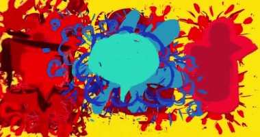 Mavi ve kırmızı graffiti konuşma balonu, şehir tarzı arka plan. Soyut mesaj işareti animasyonu. Modern renkli konuşma simgesi çizgi film videosu.