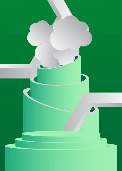 Podium Cylindre Vert Blanc Turquoise Affichage Vectoriel Produit Maquette Vitrine — Image vectorielle