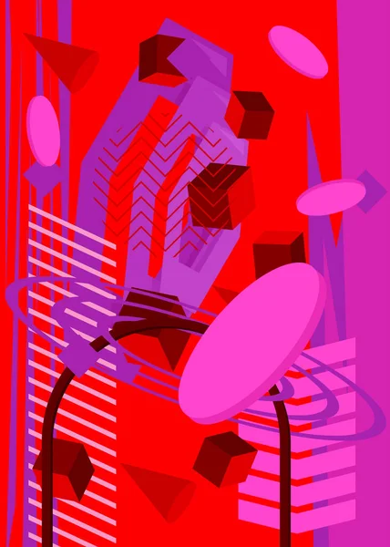 Красный Фиолетовый Винтажные Геометрические Абстрактные Графические Минимальные Ретро Темы Фон — стоковый вектор