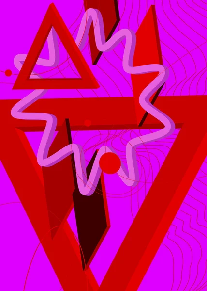 Rojo Púrpura Vintage Geométrico Abstracto Gráfico Mínimo Retro Tema Telón — Archivo Imágenes Vectoriales