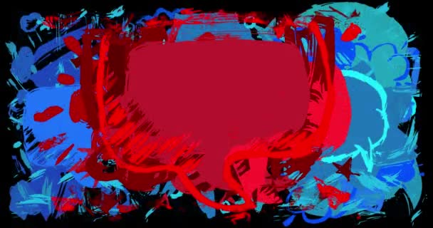 Blue Red Graffiti Speech Bubble Urban Style Background Abstract Message — Stock Video