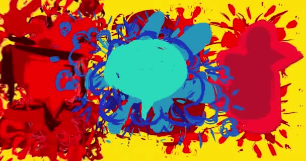 Blaue Und Rote Graffiti Sprechblase Urbaner Hintergrund Animation Abstrakter Botschaftszeichen — Stockvideo
