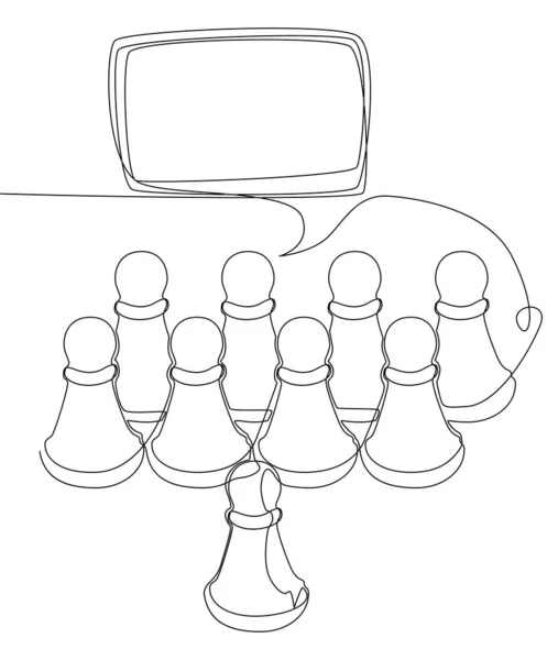 Egy Folytonos Beszéd Buborék Gyaloggal Sakkfigurával Vékony Vonal Illusztráció Vektor — Stock Vector