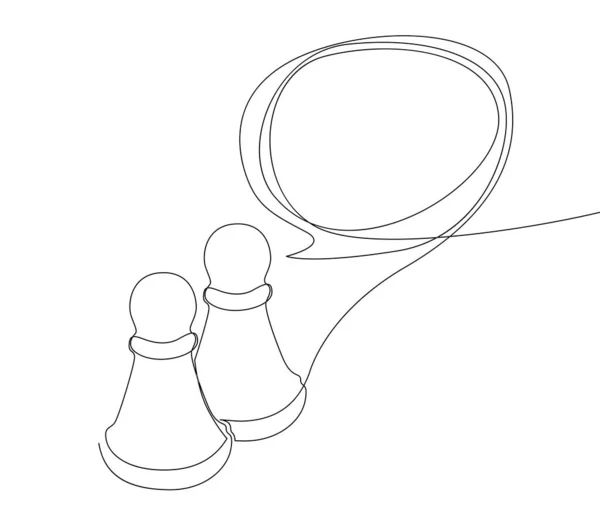 Μια Συνεχής Γραμμή Του Λόγου Φούσκα Πιόνι Πιόνι Σκάκι Λεπτή — Διανυσματικό Αρχείο