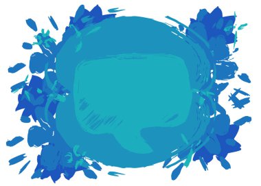 Mavi Konuşma Kabarcığı Grafitisi beyaz arka planda izole edildi. Soyut mesaj sembolü, fırçayla boyanmış. Kentsel resim tarzı tartışma arkaplanı, modern sokak sanatının dekorasyonu..