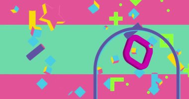 Yoğun renkli geometrik arkaplan video şablonu. Soyut şekil tasarımı. Basit hareket eden geometrik vintage minimal grafik çizgi film hareketi. Geçmiş tema arkaplanı.