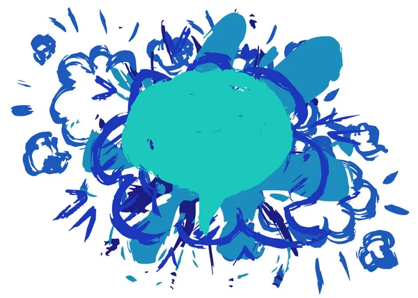 Blue Speech Bubble Graffiti Isolato Sfondo Bianco Simbolo Del Messaggio — Vettoriale Stock