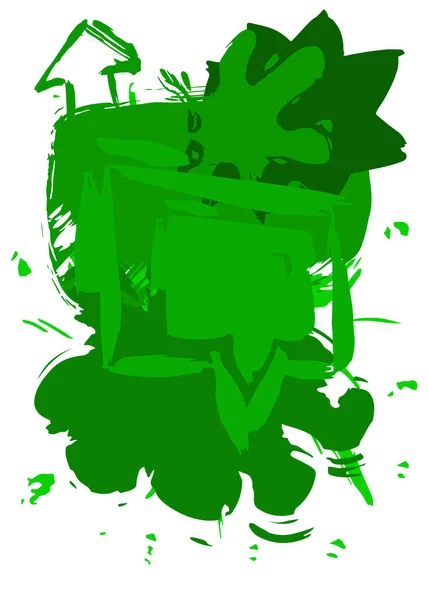 Grønn Tale Bubble Graffiti Isolert Hvit Bakgrunn Abstrakt Meldingssymbol Malt – stockvektor