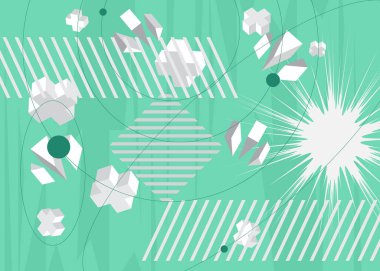 Turkuaz ve beyaz delüks geometrik şekiller arka plan çizimi tasarımı. Soyut renk arkaplanı olan vektör lüksü.