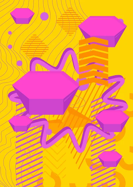 黄色和紫色华丽的几何形状背景图解设计 带有抽象色彩背景的矢量奢侈品 — 图库矢量图片