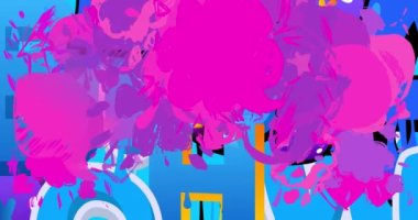 Soyut Mor, pembe Graffiti Konuşma Kabarcığı animasyonu. Renkli arkaplanda şehir tarzı İleti işareti. Modern konuşma simgesi çizgi film videosu.