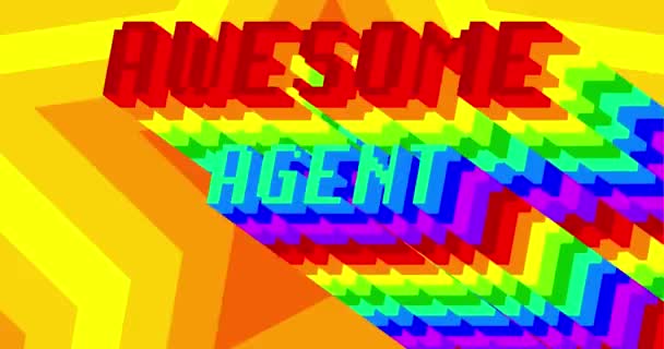 Awesome Agent Animated Word Long Layered Multicolored Shadow Colors Rainbow — Stock Video