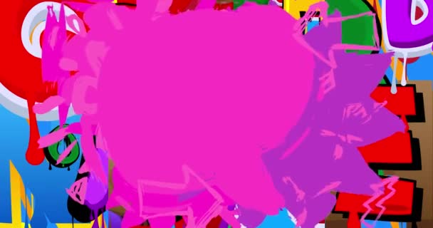 Abstrakt Lilla Rosa Graffiti Tale Bobleanimasjon Meldingsskilt Bymessig Stil Fargerik – stockvideo
