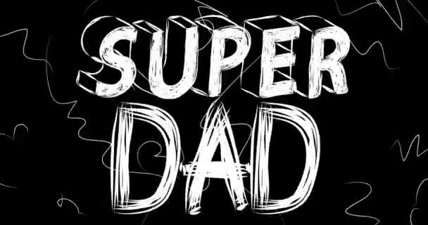 Super Dad Woord Animatie Van Oude Chaotische Film Strip Met — Stockvideo