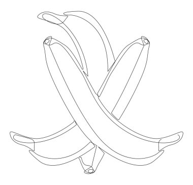 Sürekli bir muz çizgisi. İnce çizgi tropikal meyve illüstrasyon vektörü konsepti. Contour Yaratıcı Fikirler Çiziyor.