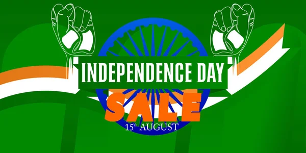 Cartaz Venda Dia Independência Indiana Com Bandeira Tricolor Verde Laranja — Vetor de Stock
