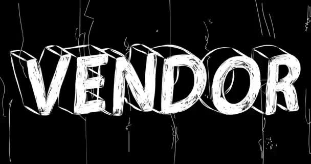 Vendor Word Animation Old Chaotic Film Strip Grunge Effect Busy — Stock Video