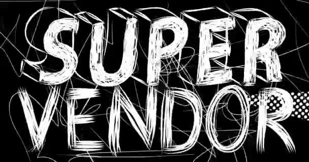 Super Sprzedawca Słowo Animacja Starego Chaotycznego Pasa Filmowego Efektem Grunge — Wideo stockowe