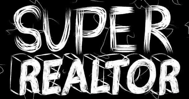 Super Realtor Słowo Animacja Starego Chaotycznego Pasa Filmowego Efektem Grunge — Wideo stockowe