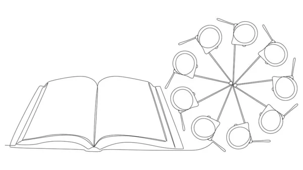 Una Linea Continua Book Ruler Tape Thin Line Illustration Vector — Vettoriale Stock