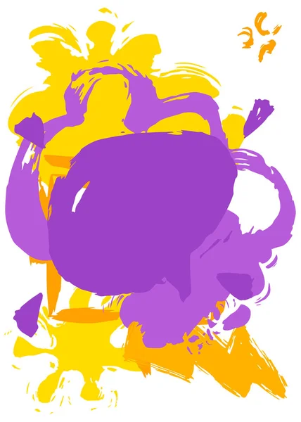 黄色和紫色的语音泡沫涂鸦孤立在白色背景 抽象的消息符号 用笔画的 都市绘画风格的讨论背景 在现代肮脏街道艺术装饰中 — 图库矢量图片