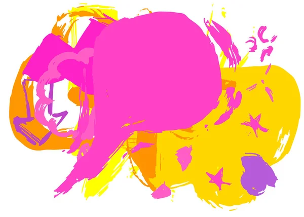 Желтый Фиолетовый Речи Пузырь Граффити Изолированы Белом Фоне Абстрактный Символ — стоковый вектор