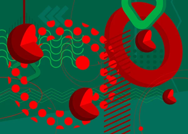 Yeşil Kırmızı Grafik Arkaplan Çizimi Renkli Geometrik Şekilli Vektör — Stok Vektör