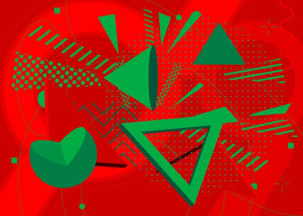 Zöld Piros Grafikus Háttér Illusztráció Design Vektor Színes Geometriai Formák — Stock Vector