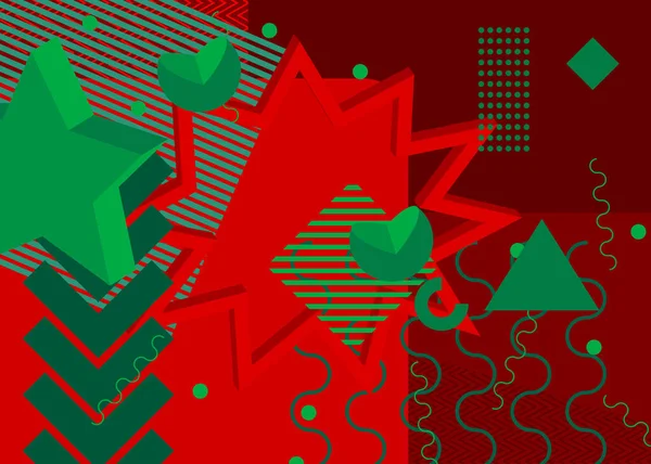 绿色和红色图形背景图解设计 具有彩色几何形状背景的矢量 — 图库矢量图片