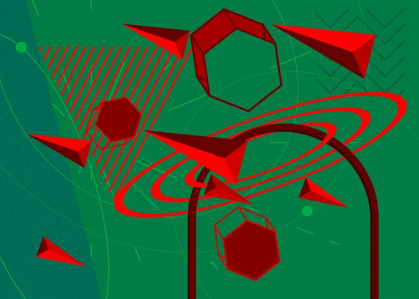 緑と赤のグラフィック背景イラストデザイン 色幾何学的背景を持つベクトル — ストックベクタ