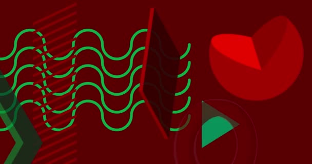 Busy Green Red Geometric Background Video Template Abstract Shape Design — Stockvideo