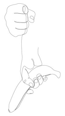 Muz ile aralıksız bir el çizgisi. İnce Çizgi Çizimi Vektör Konsepti. Contour Yaratıcı Fikirler Çiziyor.