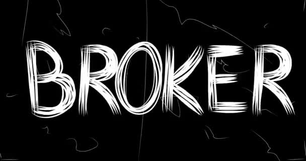 Broker Palabra Animación Vieja Tira Película Caótica Con Efecto Grunge — Vídeos de Stock
