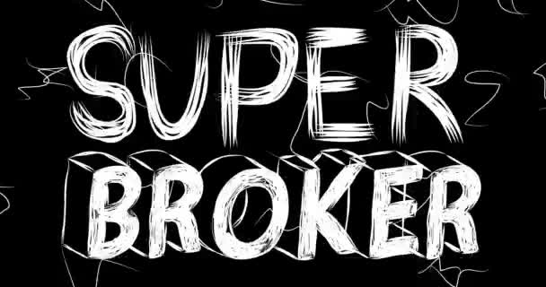Süper Broker Kelime Animasyonu Eski Kaotik Film Şeridi Grunge Etkisi — Stok video