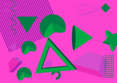 Yeşil ve mor geometrik grafik arka plan. Minimum geometrik elementler tema kapağı. Klasik şekiller poster tasarım şablonu.