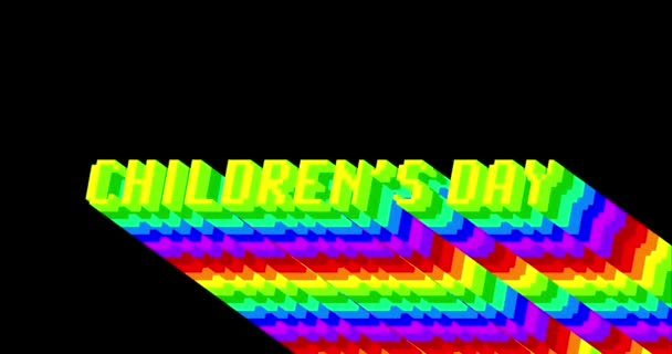Journée Enfant Mot Animé Avec Longues Couches Multicolores Ombre Avec — Video