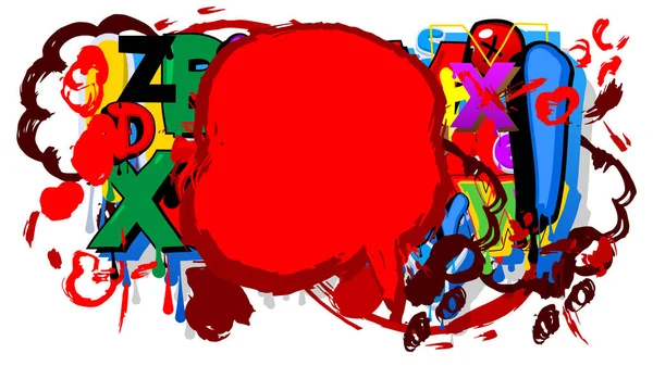 Красные Граффити Речи Пузырь Красочном Фоне Абстрактное Современное Оформление Вывесок — стоковый вектор