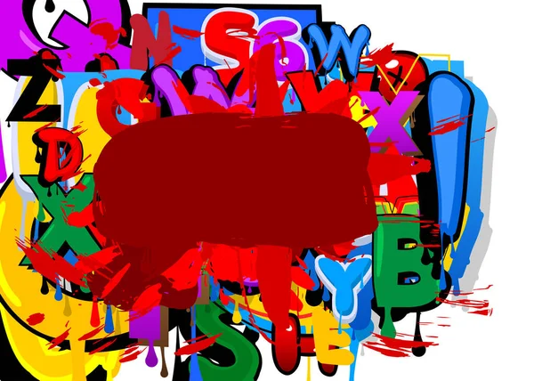 Renkli Arka Planda Kırmızı Graffiti Konuşma Balonu Soyut Çağdaş Mesajlaşma — Stok Vektör