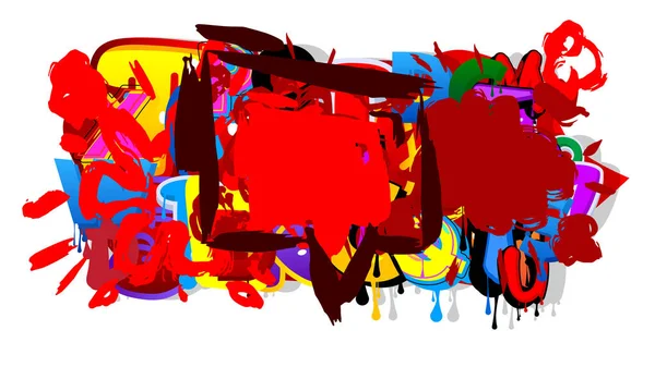 彩色背景上的红色涂鸦语音泡沫 摘要现代信息符号街艺术装饰 城市绘画风格中的商榷图标 — 图库矢量图片